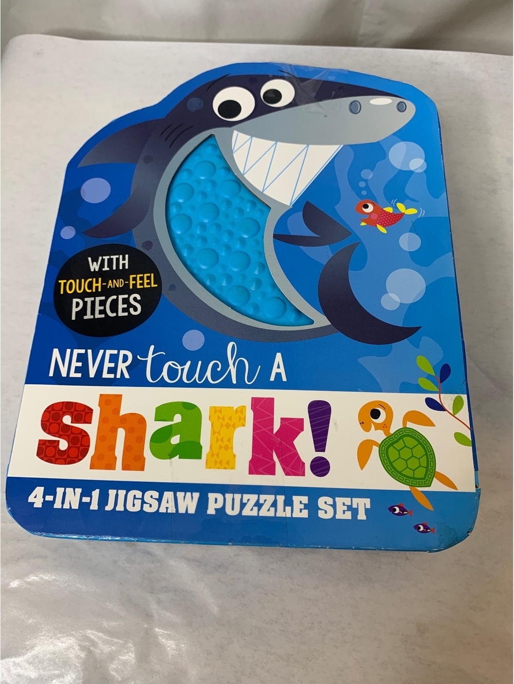 Never Touch a Shark! 4-in-1 Touch-and-Feel Jigsaw Puzzle Set for Kids